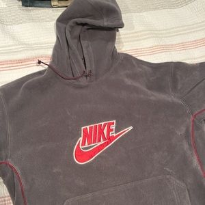 Rare! Vintage 90’s Nike hoodie grey with red stitching and outlining